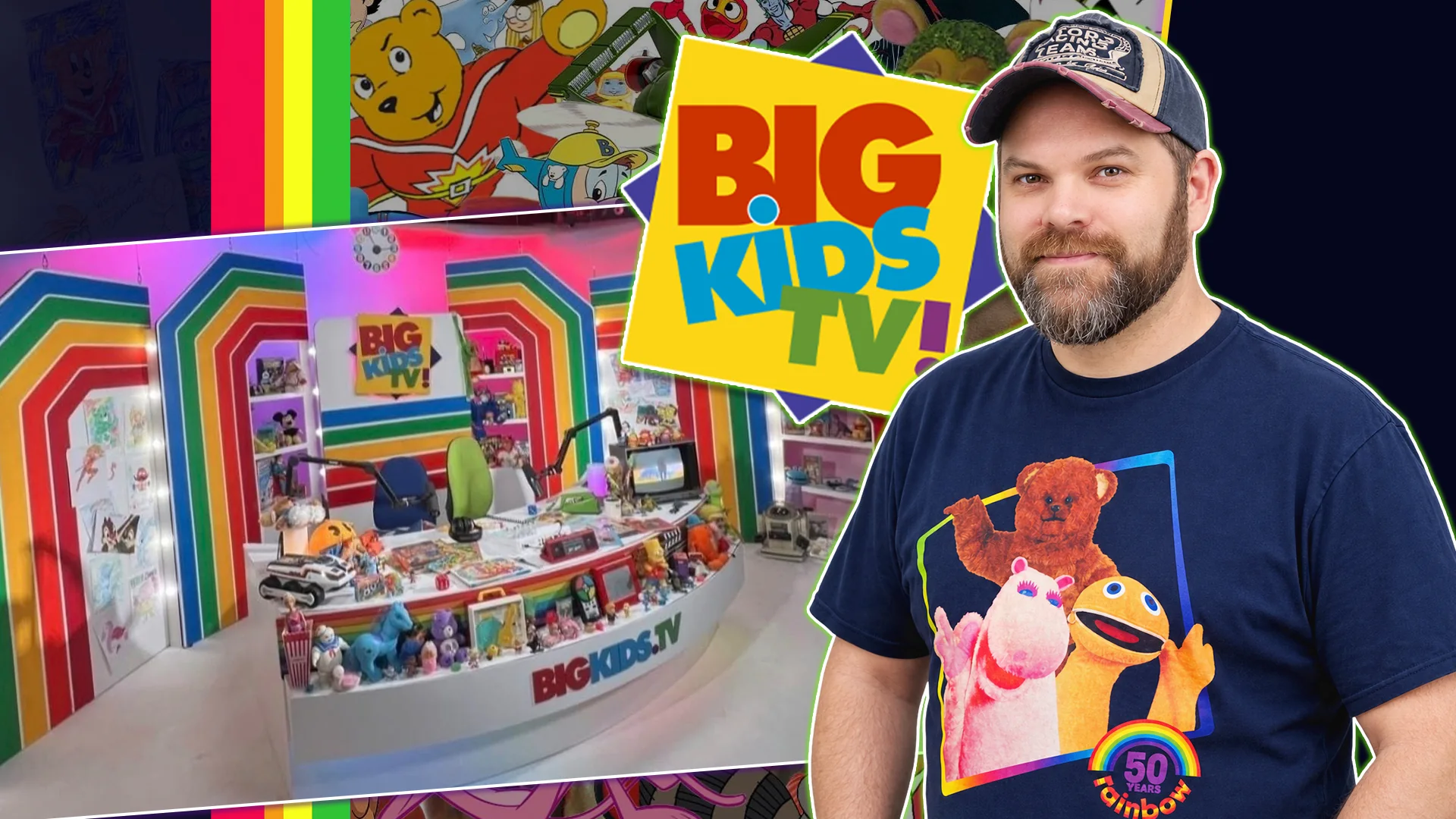 Big Kids TV presenter Chris in the colourful studio